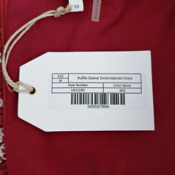 NWT FREE THE ROSES Dusty red ruffle sleeves eyelet boho festival dress - Picture 8 of 11